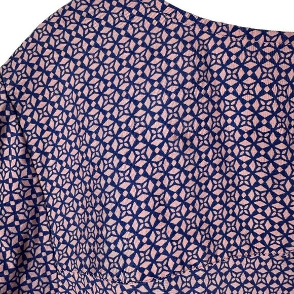 Talbots Womens 1X Pink Blue 3/4 Sleeve Blouse - Picture 8 of 8